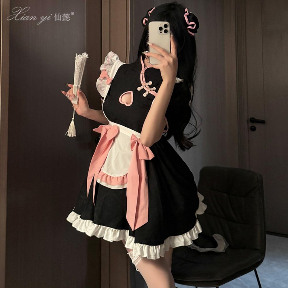 Xianyi Two-dimensional Cosplay Maid Uniform Pure Desire Wind Chinese Lady Cheongsam Suit Sexy Dress Female 574