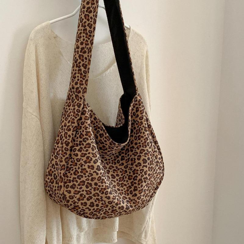 Autumn and Winter Retro Suede Bag Simple and Versatile Light Commuter Tote Bag Female Leopard Print Large Capacity Shoulder Bag