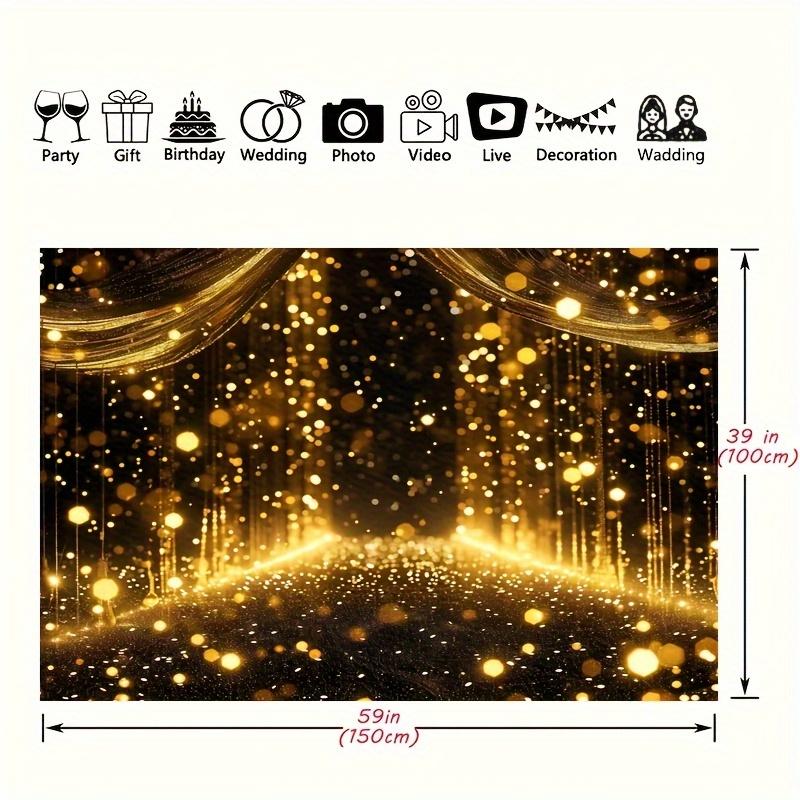 1pc Sparkling black and gold drop glitter background - glamorous bridal shower, wedding, birthday and PROM decor