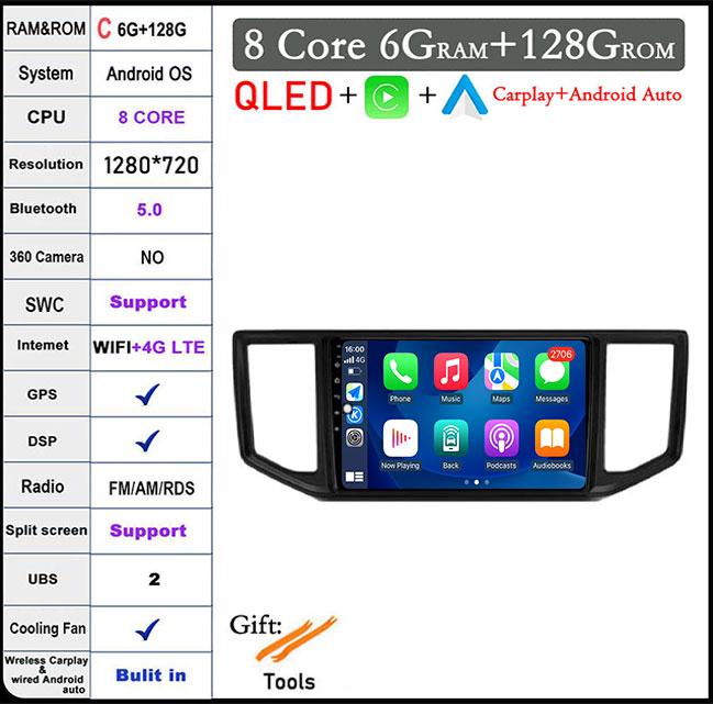 For Volkswagen VW Crafter 2017-2021 IPS/QLED DSP Android 14 Car Radio Multimedia Player Navigation GPS Carplay BT