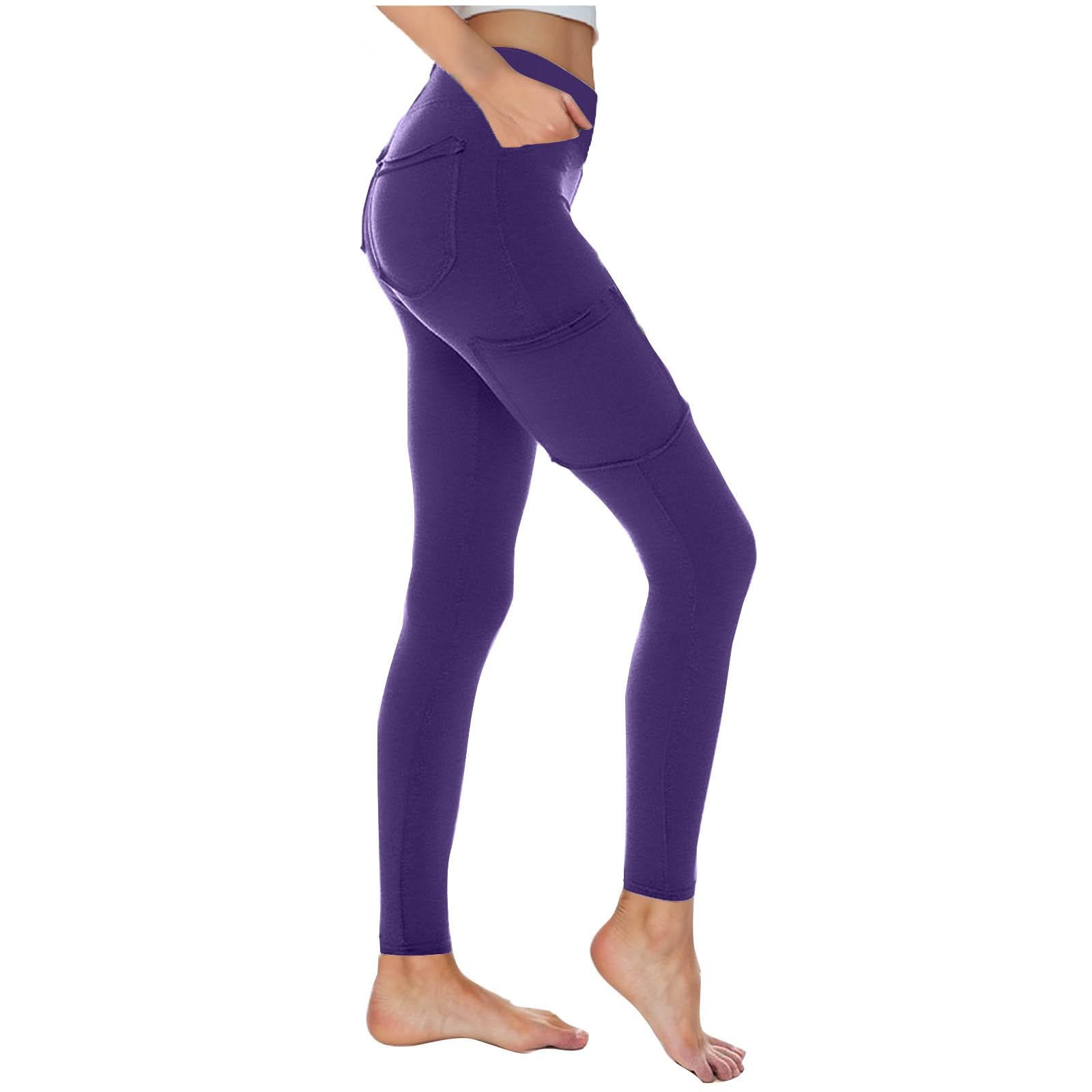 

Широкие брюки для женщин, брюки для йоги, спортивные штаны с высокой талией и карманами, эластичные брюки, удобные спортивные спортивные штаны для тренировок XXL фиолетовый