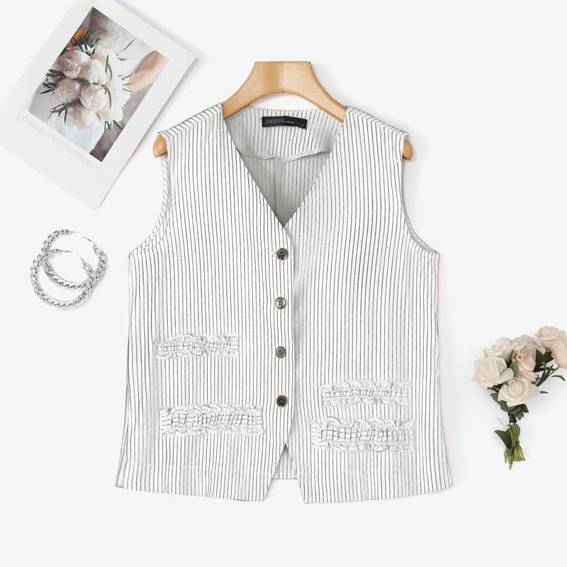 ZANZEA Women Casual V-Neck Summer Sleeveless Vest Tops