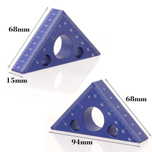FTtool Aluminum Alloy 3D Triangle Ruler, Height Gauge, Marking, Multi-Function Measuring Tool, Rust-Resistant, Dual Inch/Millimeter Scale, for Woodwor