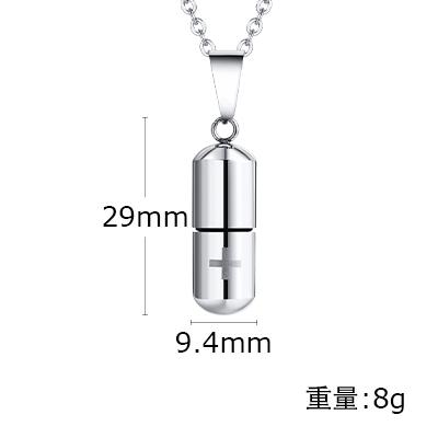 Cross Engraved Medical Alert ID Pendant Necklaces for Men Women Stainless Steel Emergency Pill Case Tube Holder Memorial Jewelry