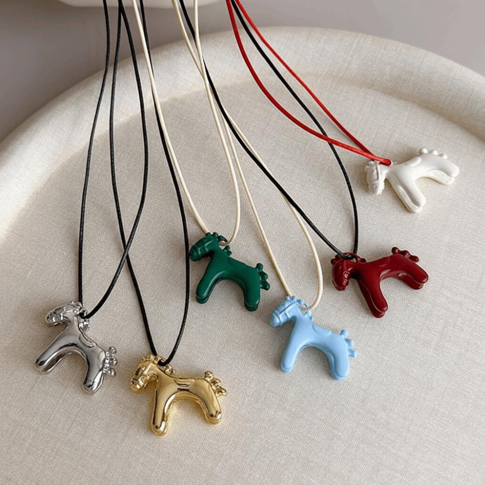 Enamel Drip Glaze Colorful Horse Pendant Necklace Dopamine Necklace Gift Giving