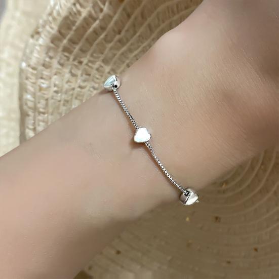 Women Bracelet Adjustable Sweet Elegant Bright Luster All Match Decoration Gifts Love Heart Chain Bracelet Party Charm Jewelry for Girlfriends