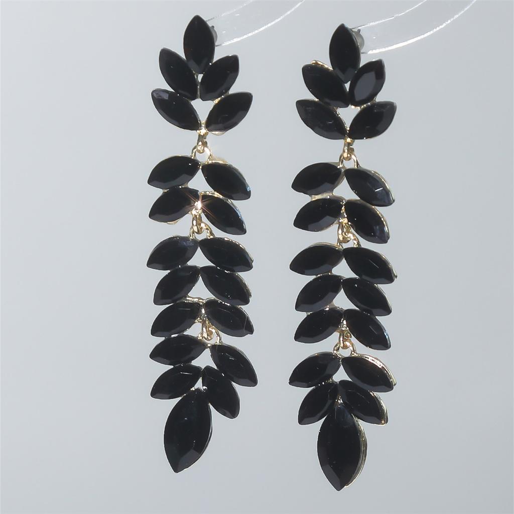 Color Glass Rhinestone Long Earrings Women Luxury Earrings Pair
