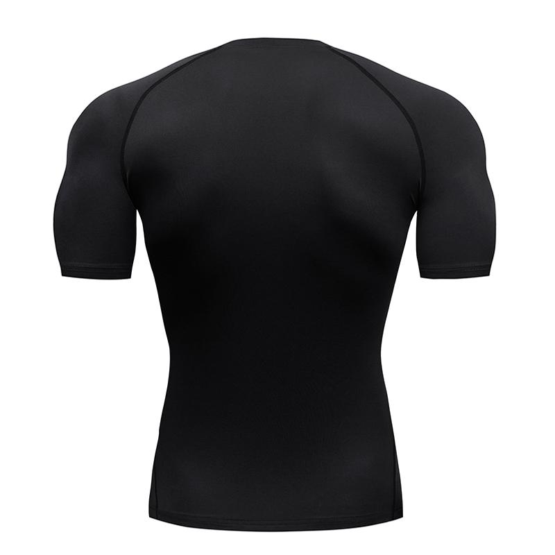 Sports Running T-Shirt Men's Compression Short Sleeve Shirt Bodybuilding Clothing Black Top Quick Drying Gym Workout Sportswear