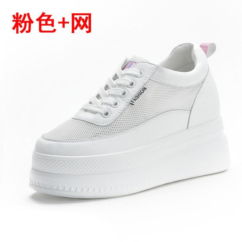 Trend autumn new muffin breathable inner height increase women's shoes mesh white shoes casual sports shoes