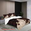 3pcs Duvet cover set printed with plush cow pattern,brown grey splicing,for bedroom and hotel,essential for animal enthusiasts