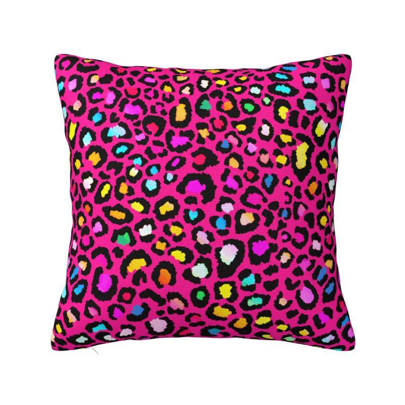 Colofrul Rainbow Leopard Throw Pillow Case Home Decorative Modern Cushions Cover For Sofa Chair Square Polyester Pillowcase