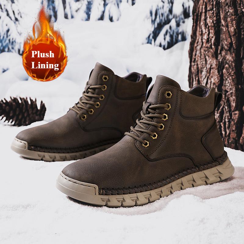 

Мужские высокие ботинки ручной работы, кожаные ботильоны, обувь для активного отдыха, кроссовки, обувь, осень и зима 46 темно-коричневого