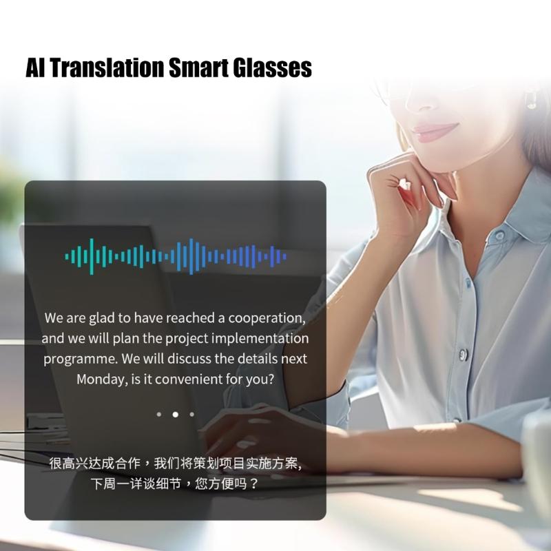 AI Translator Glasses for Men Women Support Multi Platform Multifunction Bluetooth-compatible Audios Eyewear