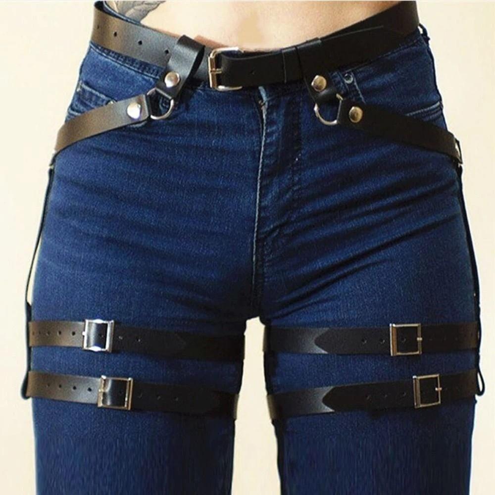 PU Leather Harness Waist Belt Punk Body Harness Belt Punk Hollow Belt for Pants  Waist Accessories