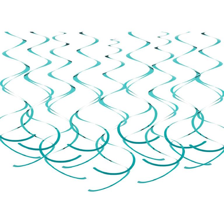 Gold Hanging Swirl Decorations Plastic Streamers Foil Swirls Ceiling Decorations Wedding Baby Shower Birthday Party Decorations, Pack of 30