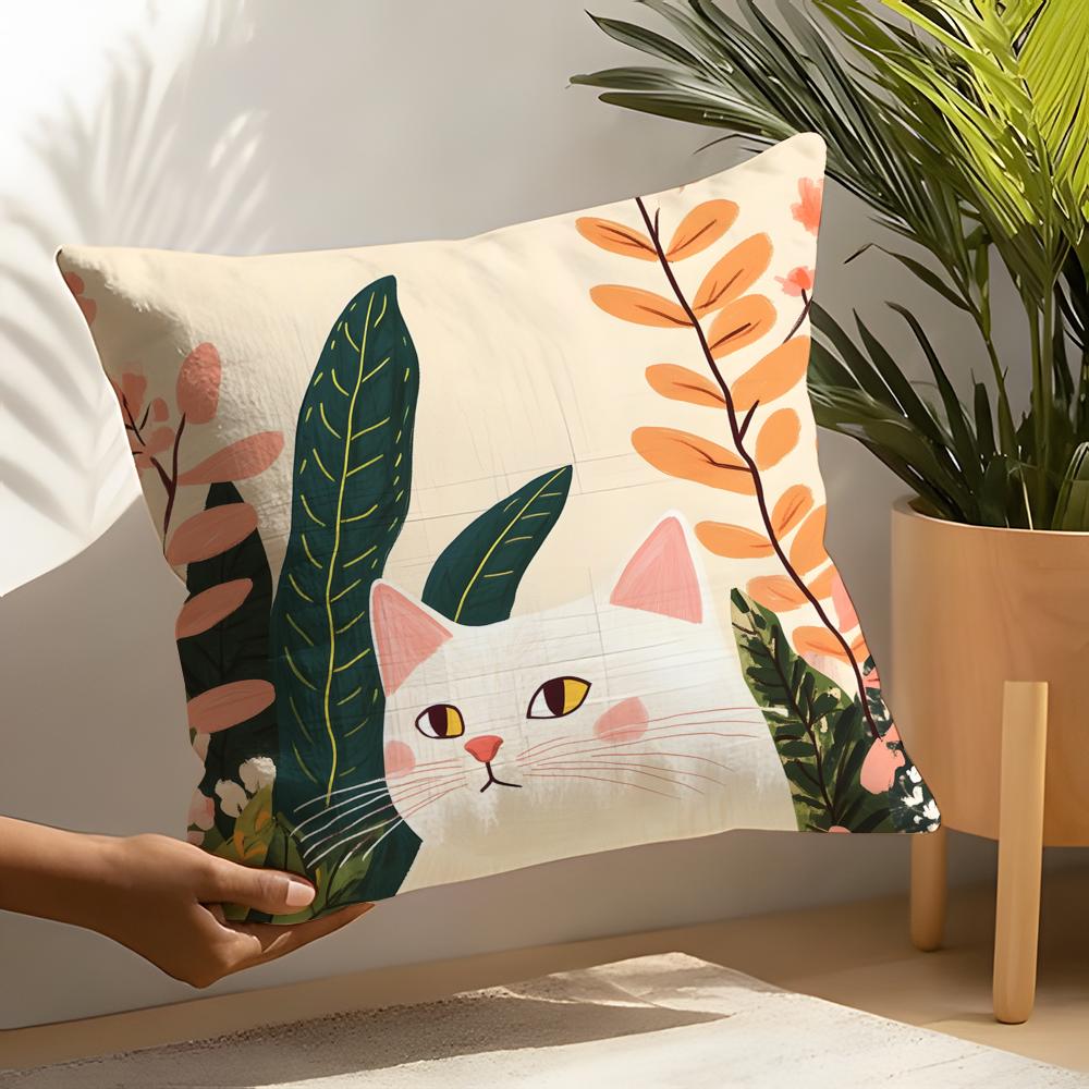 Cute Cartoon Cat Patterns Pillow Case Home Living Room Decoration Linen Pillowcover Pillow Cases Cushion Cover