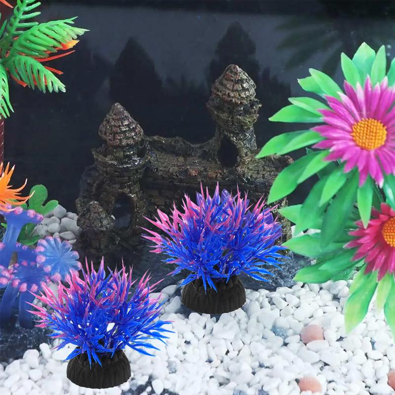3Pcs/Pack Fish Tank Flower Plastic Home Decoration Accessories Simulation Grass DIY Aquarium Decoration Artificial Plant