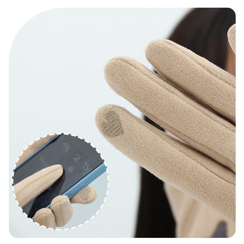 New Fashion Gloves for Women Winter Elegant Velvet Warm Touch Screen Windproof Riding Skiing Cute Cat Student Cycling Glove