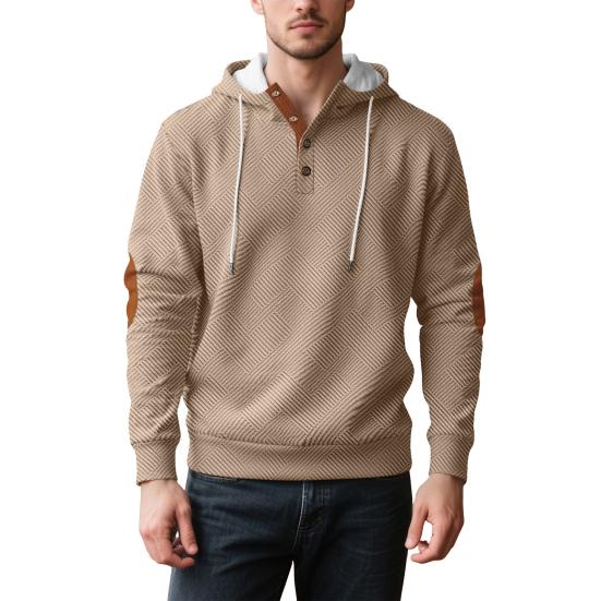Men Jacquard Hoodie Long Sleeve Pullover Sweatshirt Loose Fit Hooded Casual Sweatshirt for Sportswear Street Gym