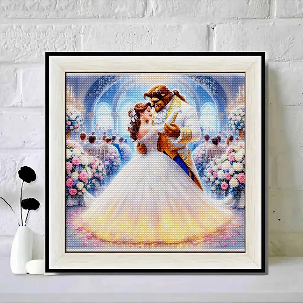 Full Round Diamond Painting A Beauty In A Wedding Dress and A Beast Art Rhinestone Picture Mosaic DIY 5D Cross Stitch Embroidery Home Decoration