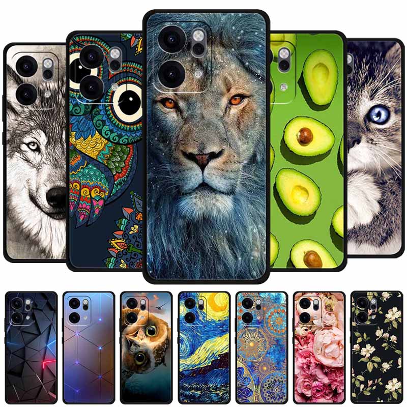 For Oppo Reno14 Pro 5G Case Animals Soft Silicone TPU Phone Cases Back Cover for Oppo Reno 14 Lion Shockproof Cool Wolf Capa
