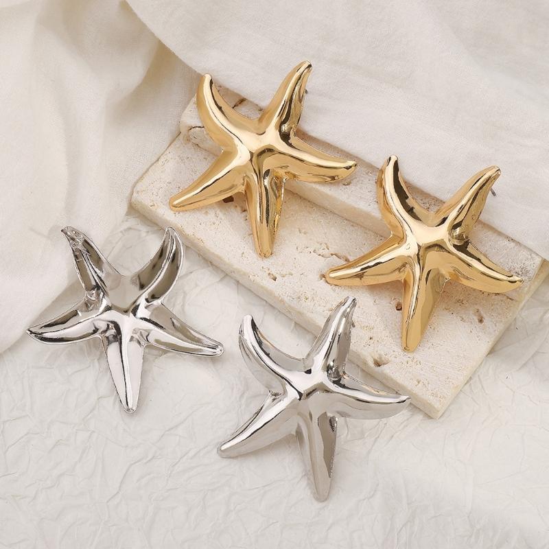 Trendy Oceanic Starfish Earrings High Quality Metal Jewelry Comfortable Daily Wear Marine themed Ear Accessories