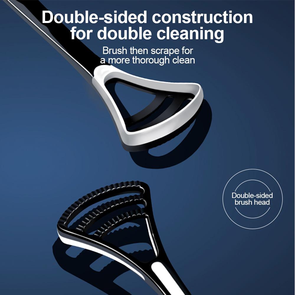 Silicone Tongue Scraper With Non-Slip Handle Double Side Tongue Cleaner Freshe Breath Tongue Brush For Oral Hygiene Care