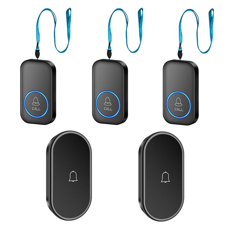 Waterproof Wireless Doorbell with 3 Receivers, 2 Transmitters, Remote Control, Long-Range Elderly Call Device & Wristband.