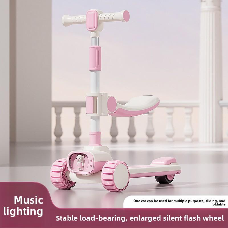 Outdoor New Riding Scooter Big Model Teenage Mobility Scooter Flash Toy Car Folding 2-In-1 Multi-Function Pedal Scooter Folding