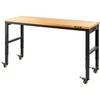 Workbench Adjustable Height, 155 x 51 cm Garage Table w/ 80 – 105 cm Heights & 720KG Capacity, with Power Outlets & Hardwood Top & Metal Frame &