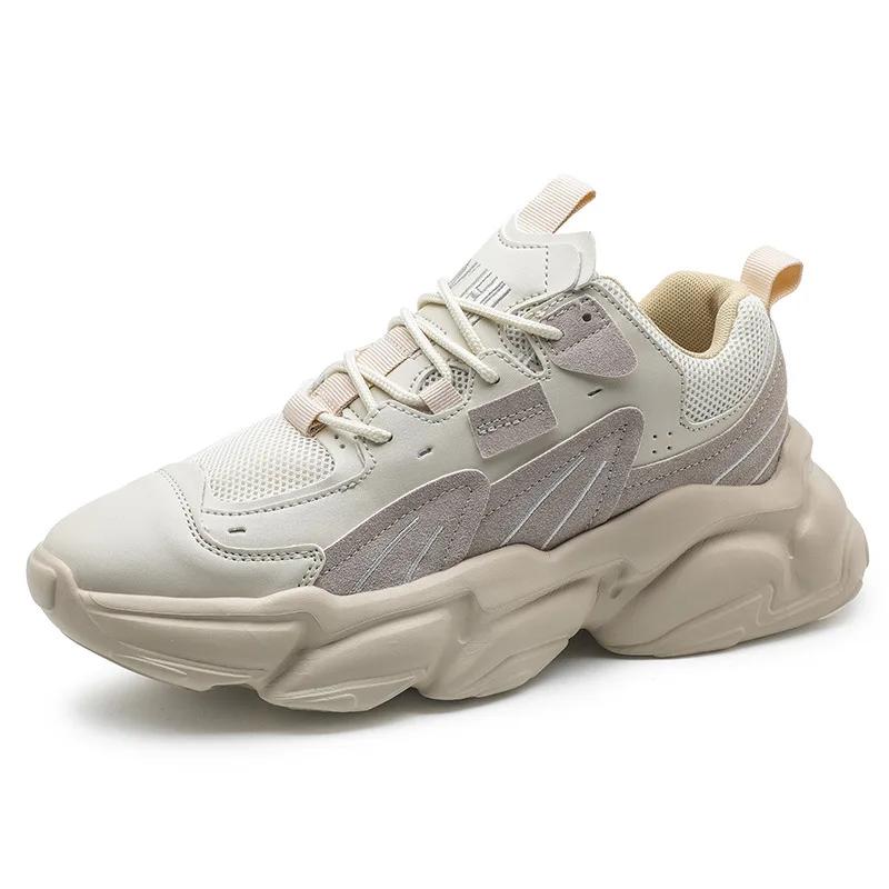 

2024 Новые спортивные туфли на толстой подошве для пап 2024 Весна Осень Маленькие белые туфли из сетчатой ткани Дышащая молодежная 2024 Универсальная повседневная мужская обувь 39 бежевый