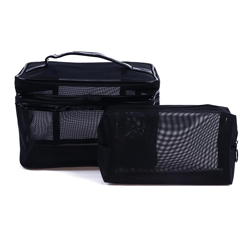Portable Mesh Transparent Cosmetic Bag Makeup Case Women Travel Zipper Make Up Organizer Wash Toiletry Beauty Storage Bag Pouch