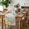 Easter Egg Linen Table Runner Home Party Decor Spring Spring Watercolor Floral Butterfly Plants Table Runners Easter Decorations