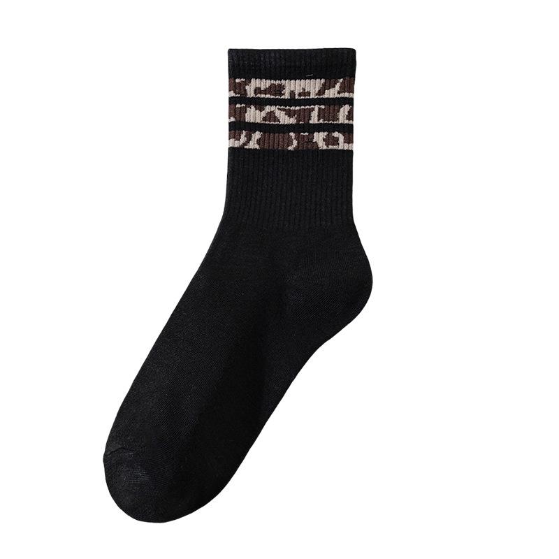 Women's Mid-Calf Socks - Polka Dot & Leopard Print, Trendy Korean Style, Knee-High, Versatile, Non-Slip, Spring/Autumn Fashion.