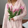 European and American autumn fashion love printed pajamas two-piece set casual comfortable soft shorts women's loungewear