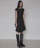 Peulleeoeob Asymmetrical Draped Strap Roll-Up T-Shirt (Fl-170_Black)