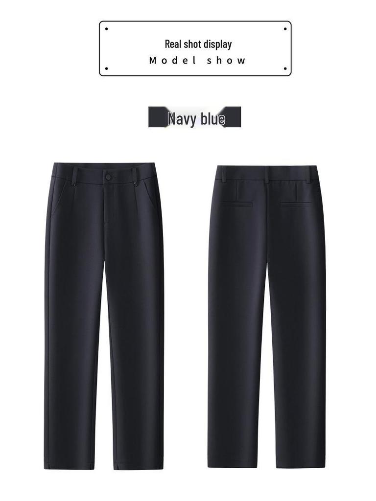 Women's Elastic Waist Straight-Leg Baguette Pants - Spring 2025 Slimming Cotton Stretch Cigarette Pants