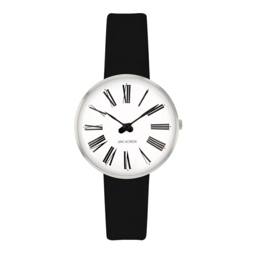 ARNE JACOBSEN ROMAN 53300-1401 Watch, White, Leather Strap, 30mm, Nordic Design, Water Resistant (Quiet Design with No Second Hand), Model Number: 533