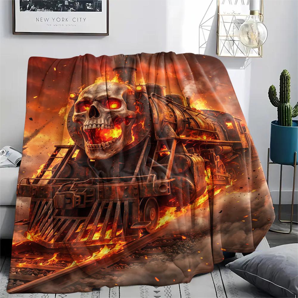 Fire Train Gorilla Death Print Flannel Blanket,High Quality Comfortable for All Seasons,Home Decor,Warmth and Comfort,Perfect for Christmas Gifts