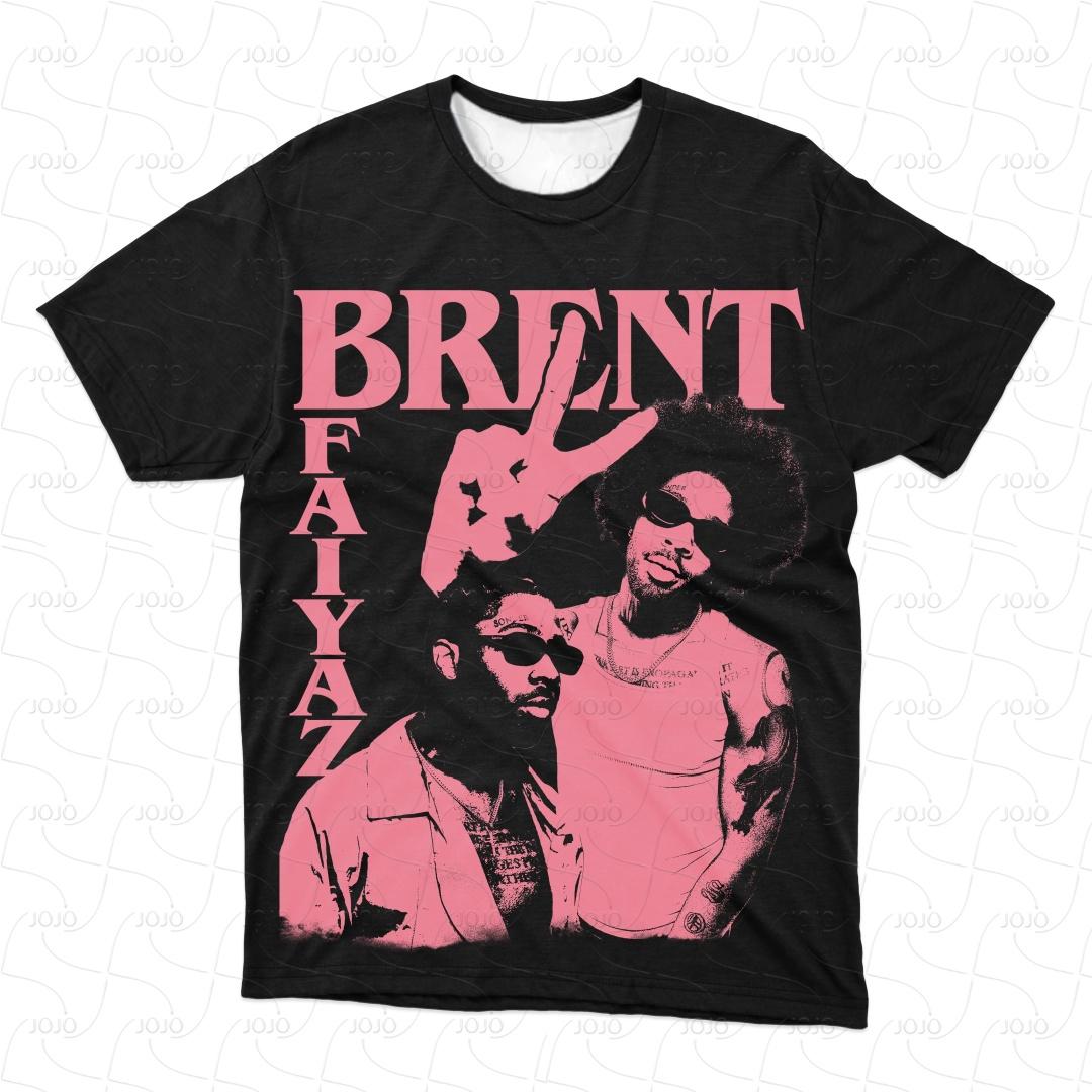Мужская футболка BRENT Retro Graphic Хип-хоп одежда Y2k Мода Унисекс Оверсайз Гетто Гангстерский Топ Подарок для фаната S