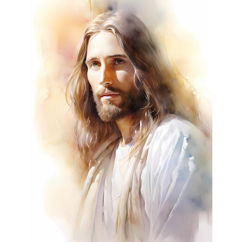 Ježíš Akvarelový Portrét Náboženský Spasitel Malba Plakátové Tisky Tisk na Plátno Křesťanské Nástěnné Umění Obrázek pro Pokoj Domácí Dekorace