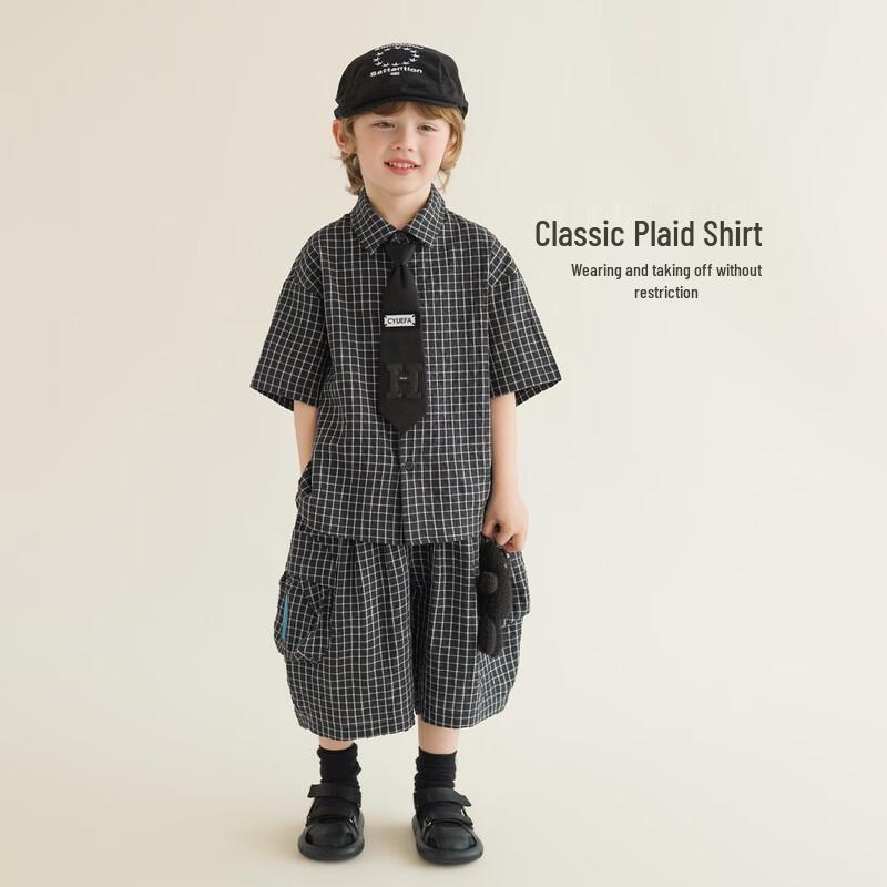 

Boy s Retro Plaid Short Sleeve Shirt or Shorts EU 38