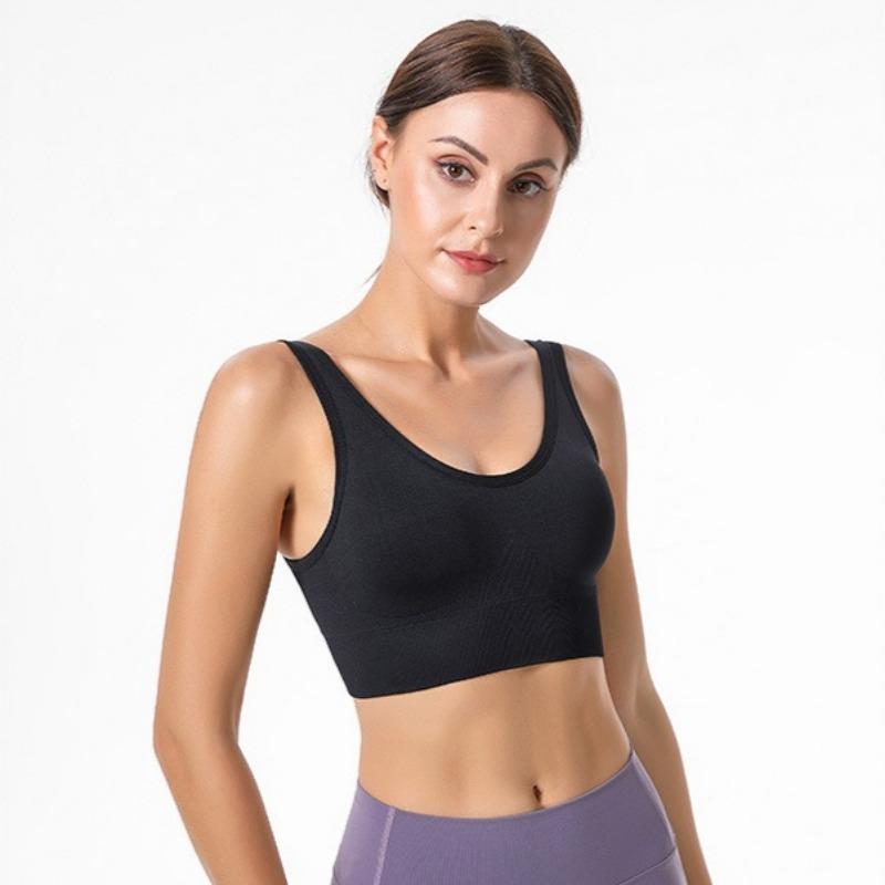 Large Size No-rim Yoga Sports Bra with Adjustable Back and No-rim Push-up Shockproof Fitness Running Underwear