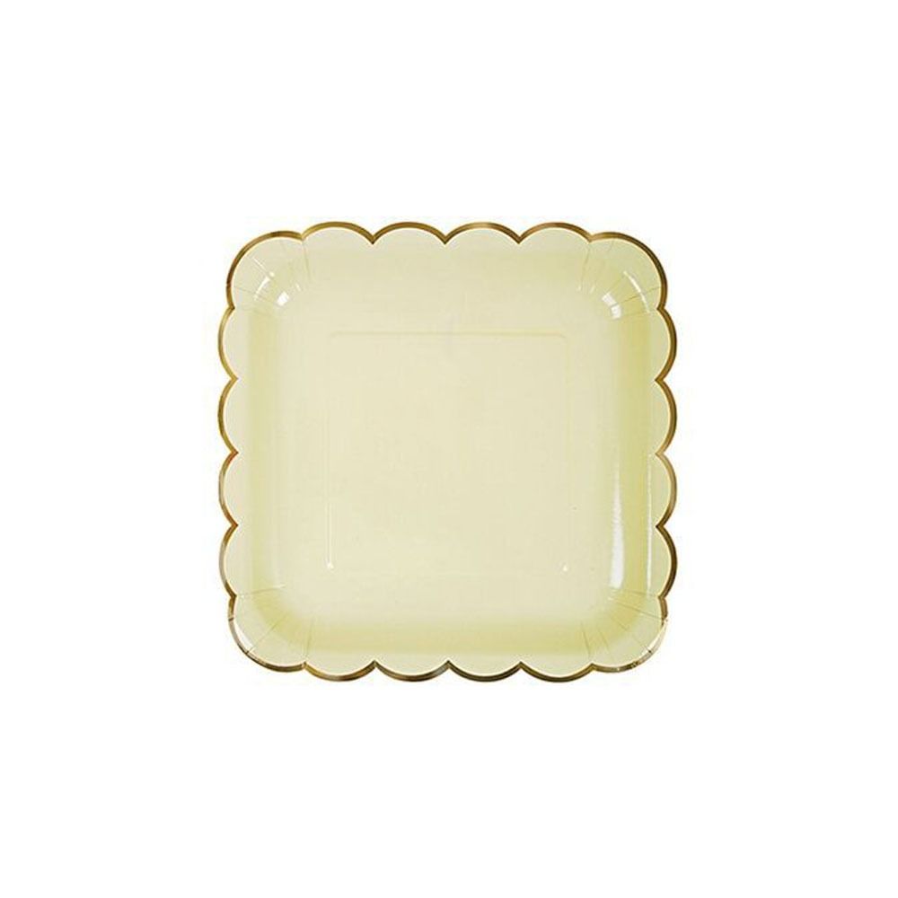 

Candy Color Disposable Tableware Cups Napkins Hot Stamping Paper Plates Baby Shower yellow-23cm-10pcs square