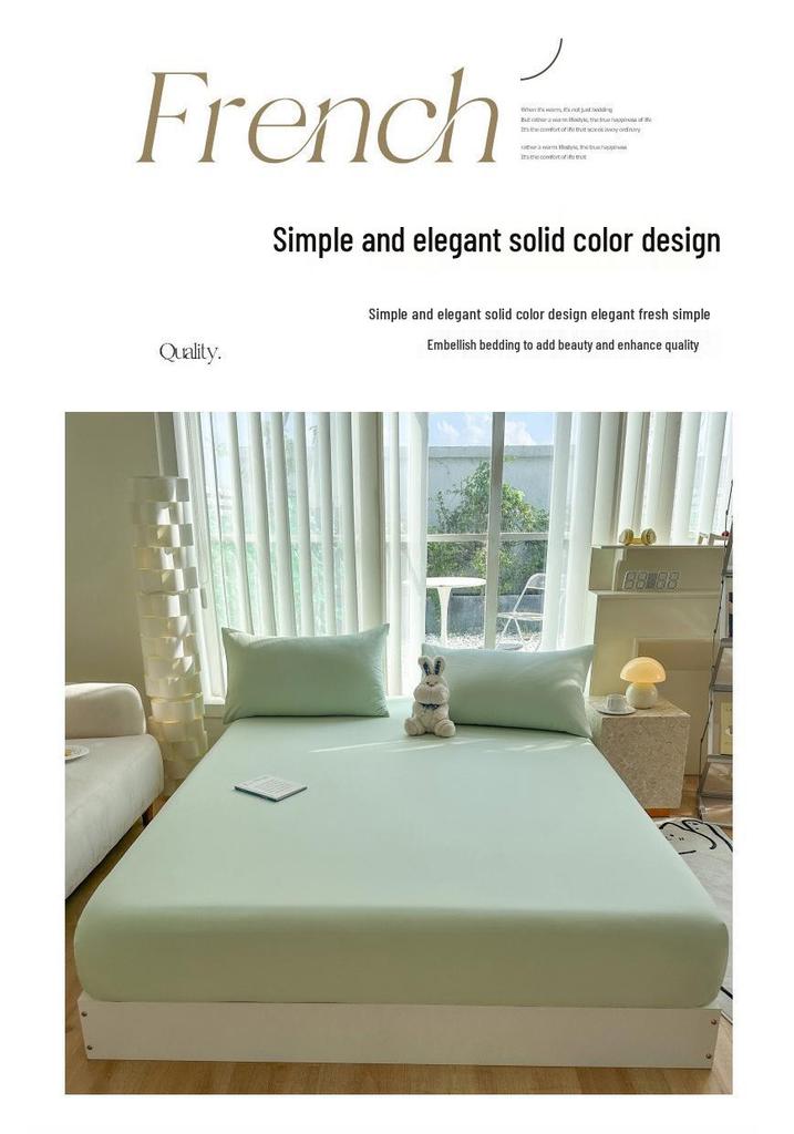 60s Class A Solid Color Washed Cotton Fitted Sheet - Mother and Baby Grade, Thickened for Summer