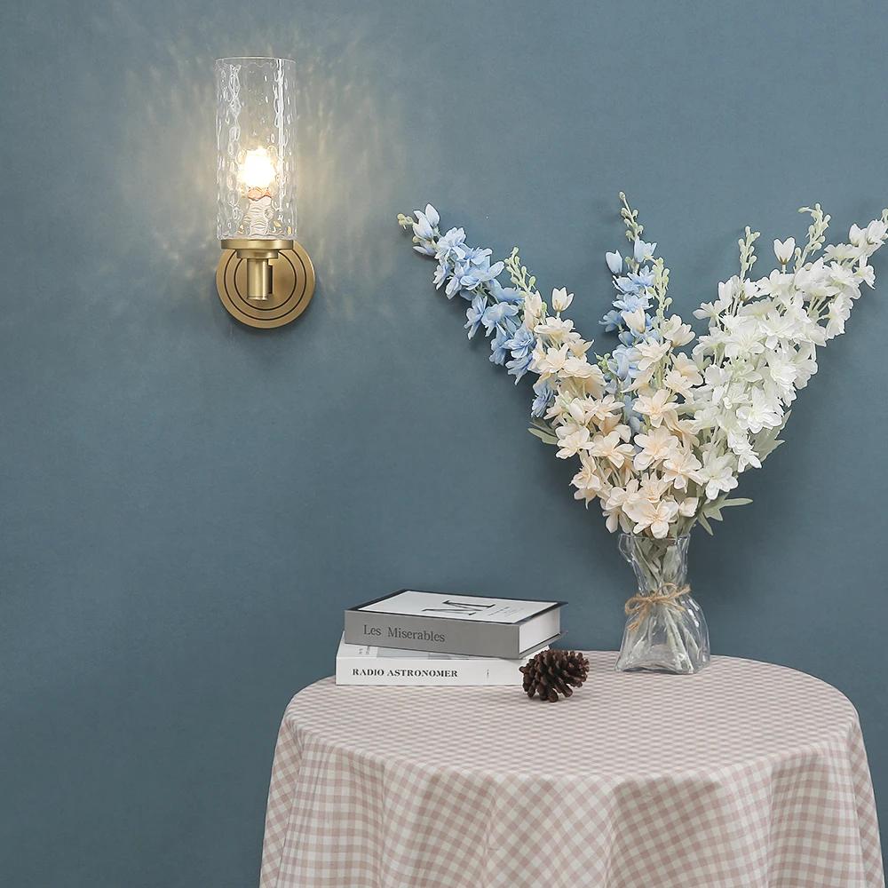 Merican All Copper Wall Lamp Living Room Bedroor Bedside Lamp Modern Lighting Luxury Background Wall Creative Glass Wall Lights