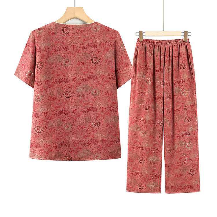Grandma's 2026 Summer Short-Sleeve Shirt Set for Middle-Aged and Elderly Women