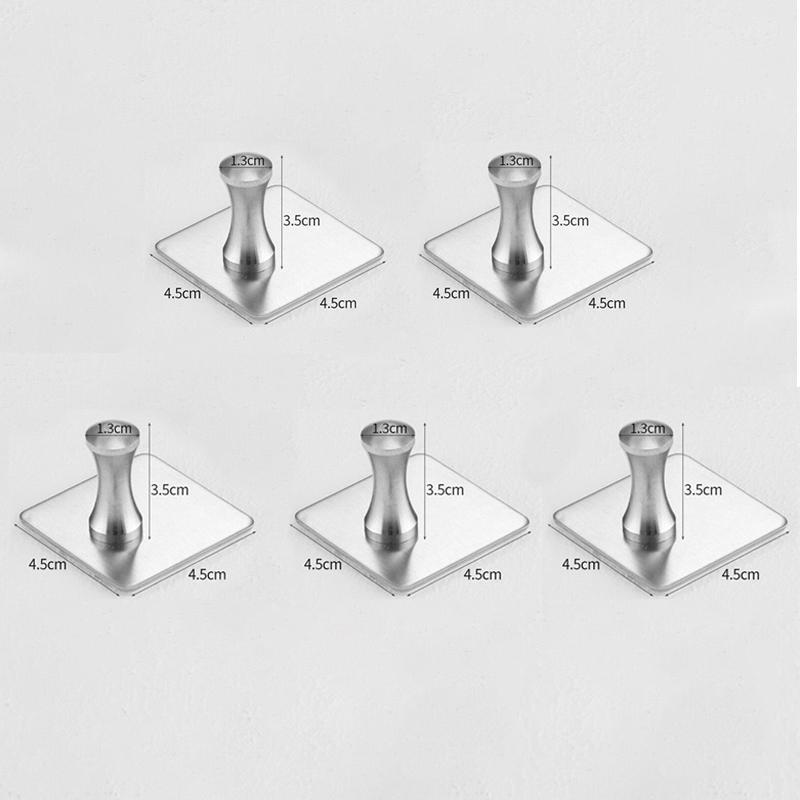 

5 шт. крючков для полотенец из нержавеющей стали, самоклеящиеся настенные крючки, прочная вешалка для одежды, пальто, халата для офиса, кухни, ванной комнаты