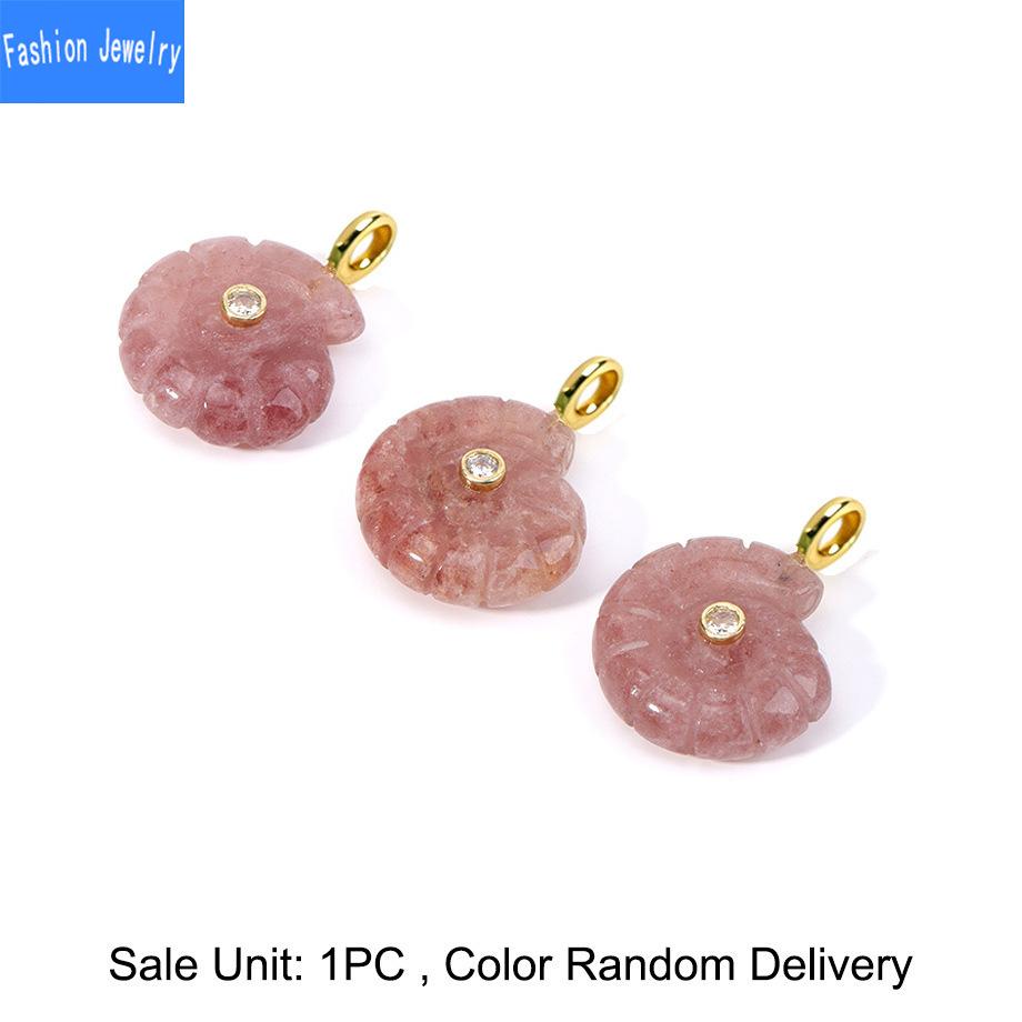 Ocean style carved natural stone conch pendant zircon shell lapis lazuli crystal necklace jewelry