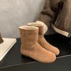Autumn Winter Furry Women Snow Boots Comfort Slip On Short Plush Shoes Ladies Outdoor Warm Cotton Flats Short Booties